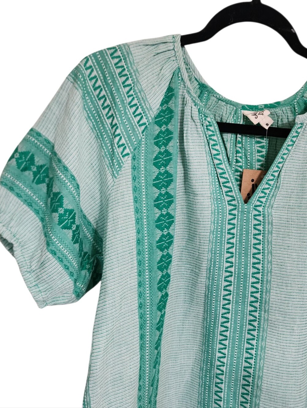 Ivy Jane Green White Oversized Peasant Top S Flowy Boho Indie Hippie NWT - Picture 3 of 5